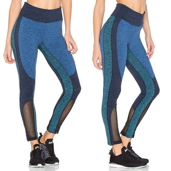 Free People Movement Leggings XS Blue Colorblocked Dylan High Rise Mesh - Picture 15 of 15